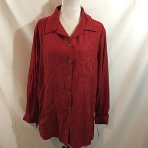 Crazy Horse red long sleeve button up - womens 2X, NWT - armpit to armpit = 24"